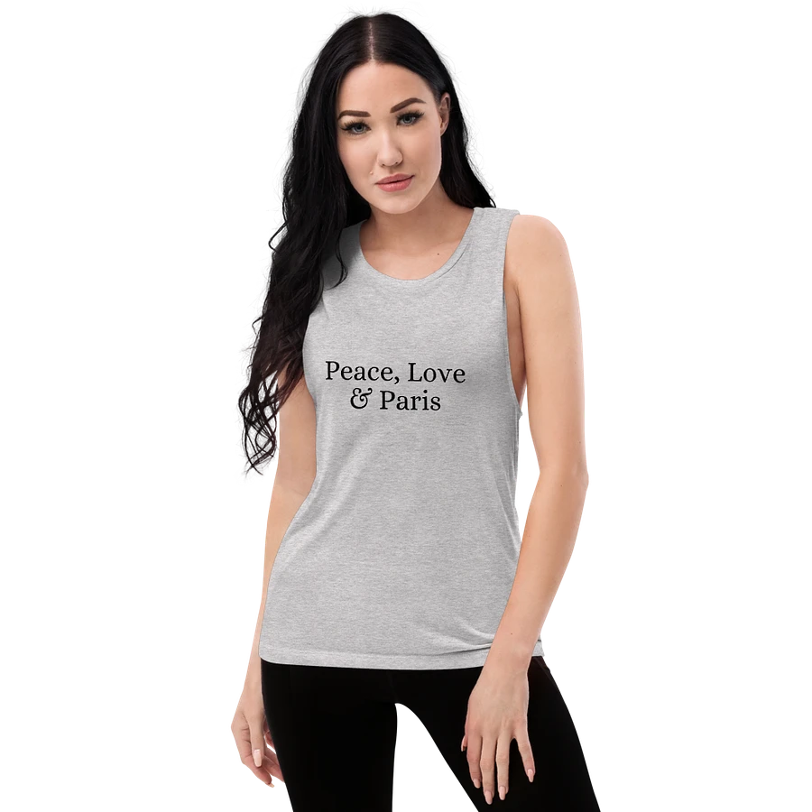 Peace, Love and Paris Women's Flowy Muscle Tank | Black Ink product image (40)