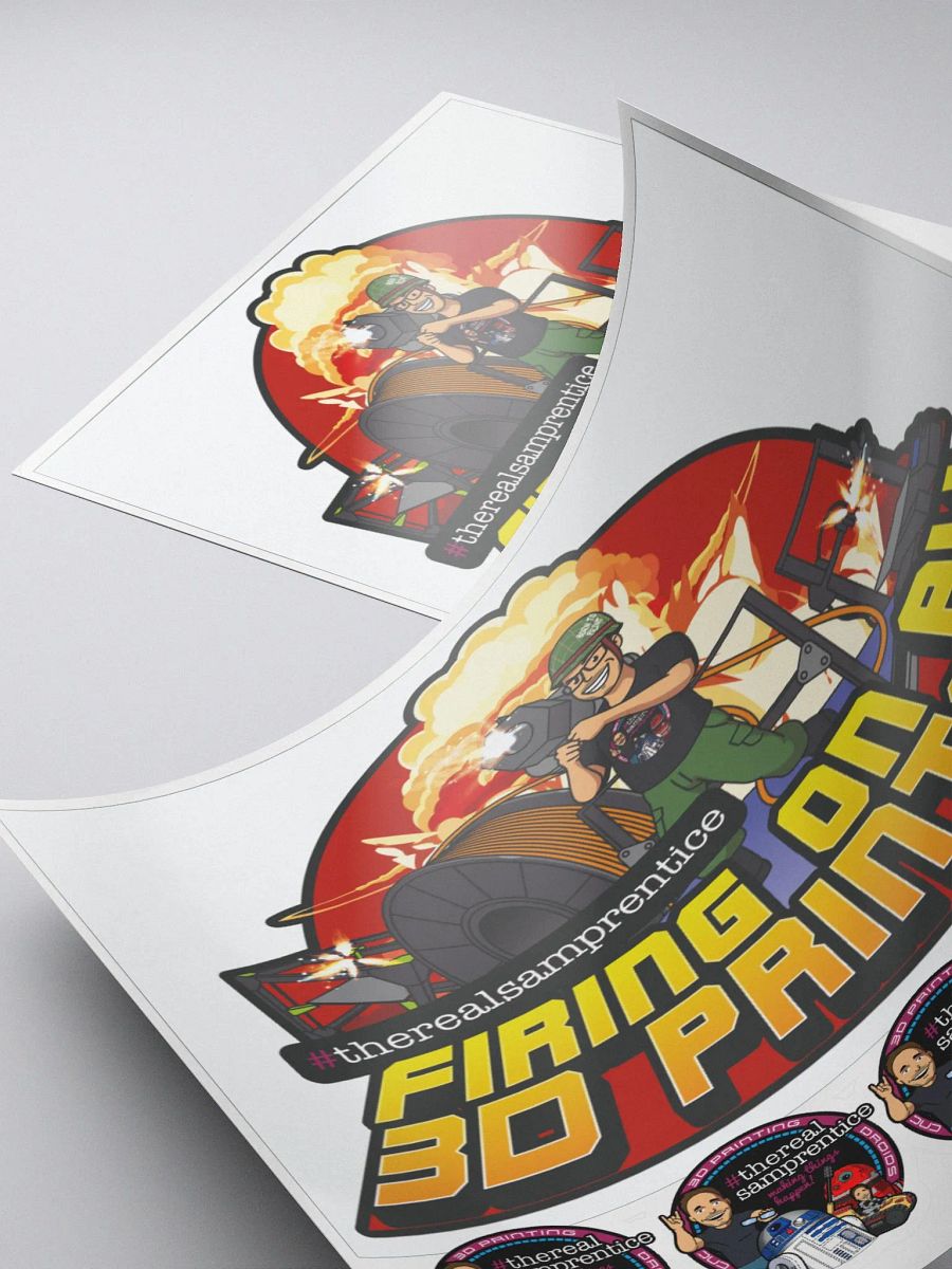 @therealsamprentice Firing On All 3D Printers Sticker product image (4)