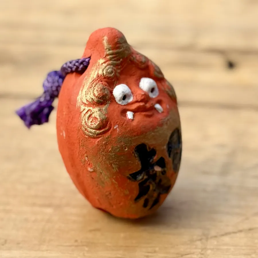 🎎 Japan Antique Oni Bell of Good Fortune - Mid-Showa Era Ceramic Charm product image (1)