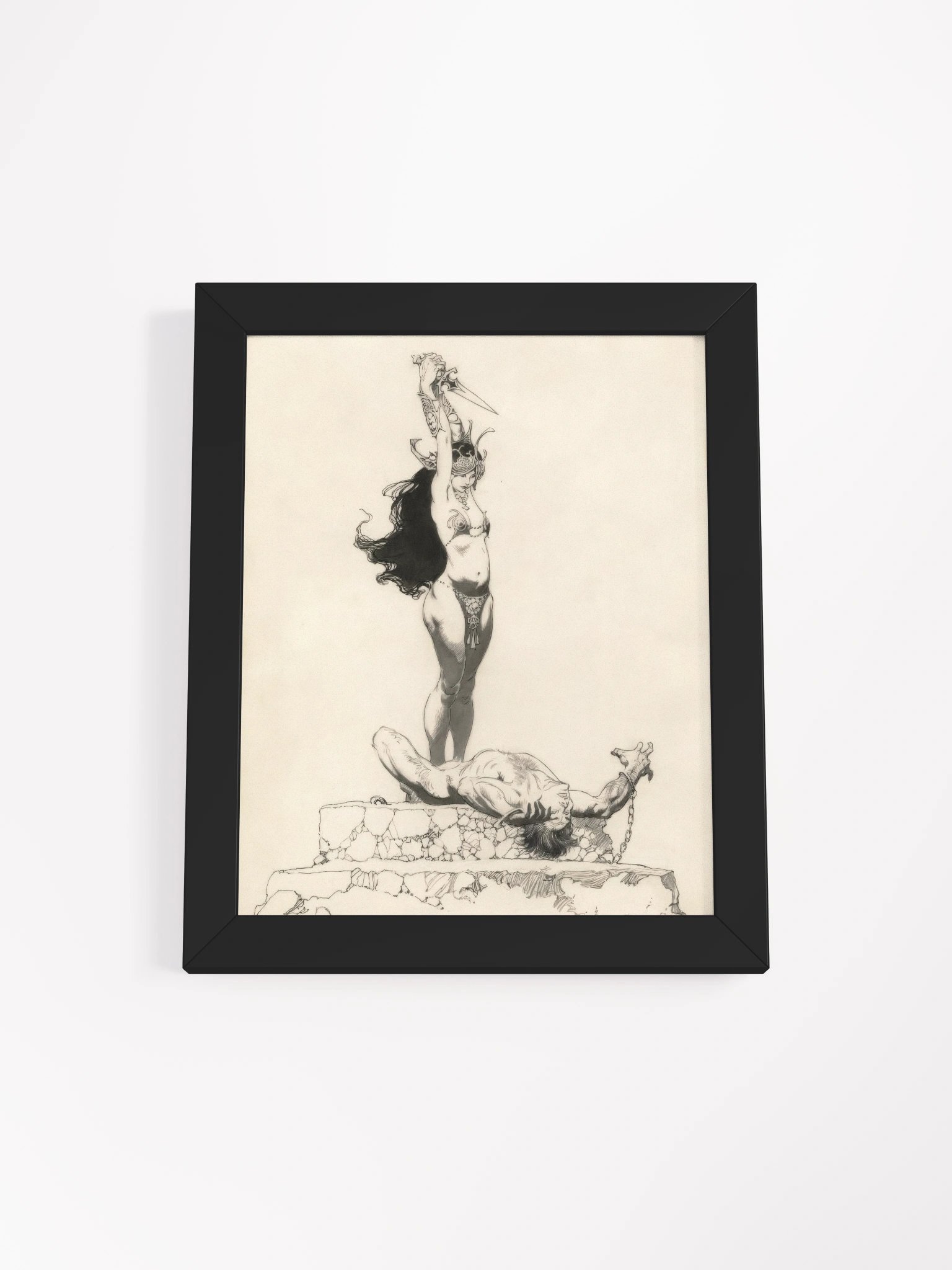 Framed Print - 'Girl with Dagger' by Frank Frazetta product image (1)