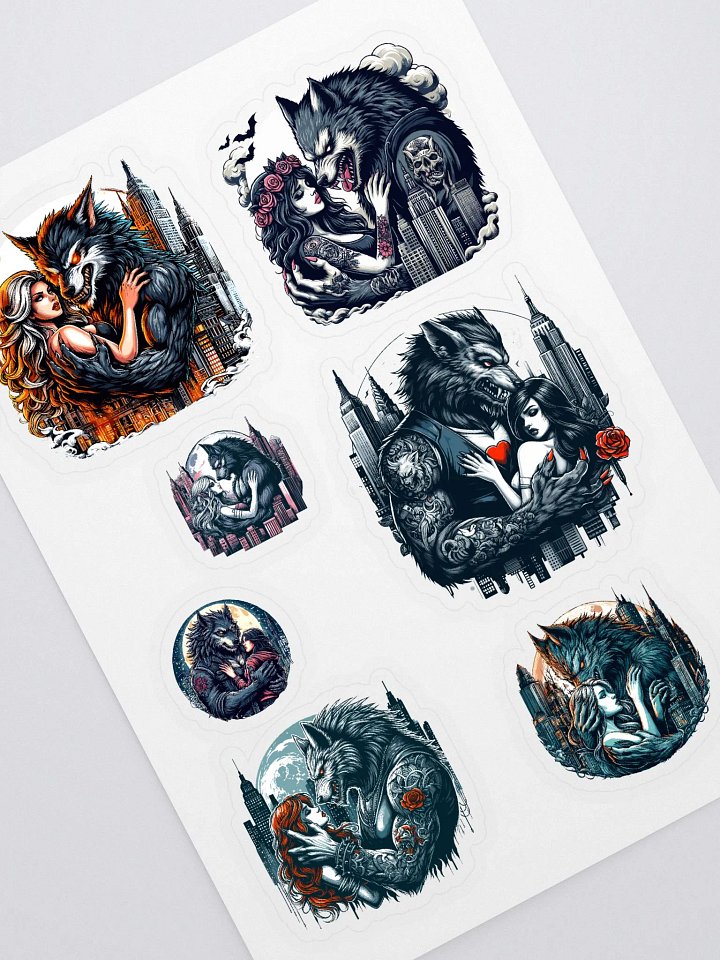 Nocturnal Embrace: Gothic City Stickers for Werewolf Romance Lovers product image (1)