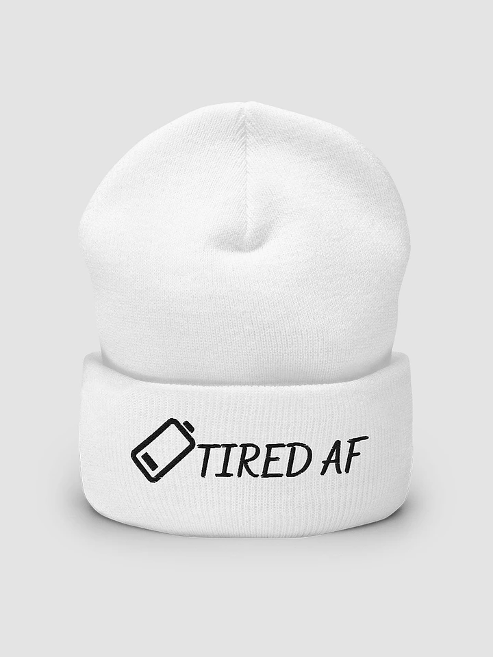 Tired AF Cuffed Beanie - White/Grey product image (3)