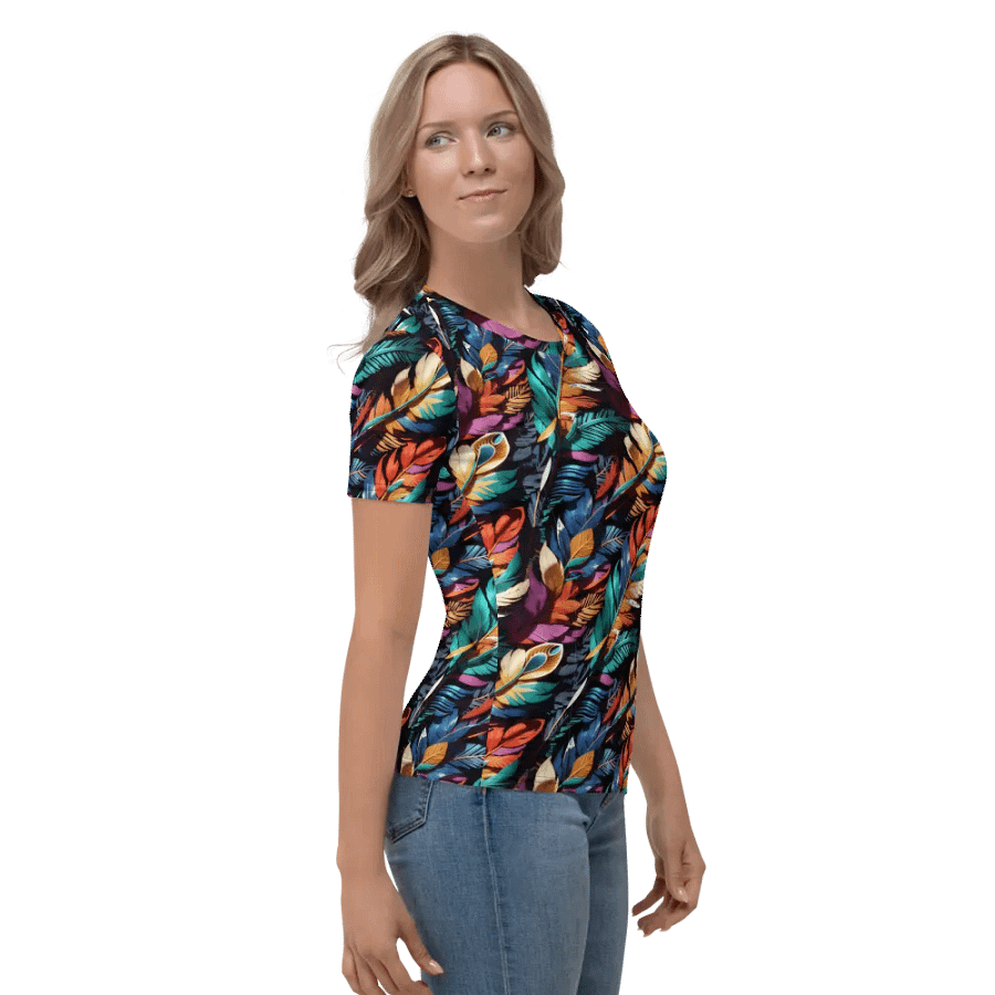 Colorful Feather Pattern All Over Print T-shirt product image (4)