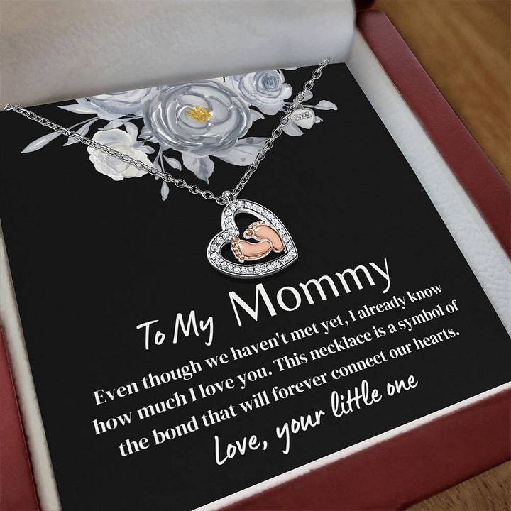 To My Mommy - Baby Feet Heart Necklace - Forever Connecting Our Hearts product image (2)