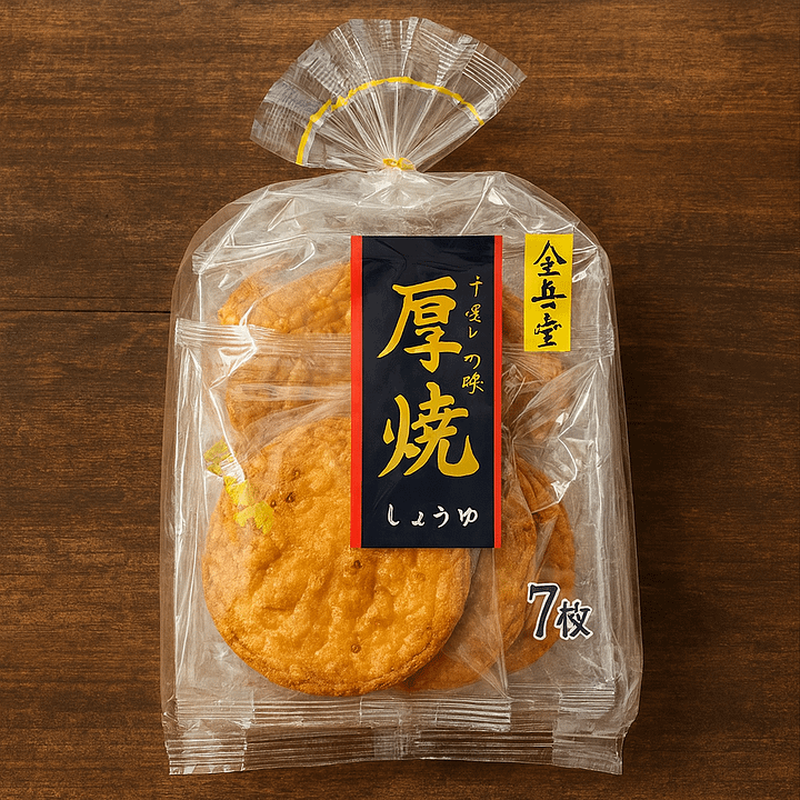 🎎 Kingodō Atsuyaki Soy Sauce Thick Senbei – Handcrafted Japanese Rice Crackers product image (1)
