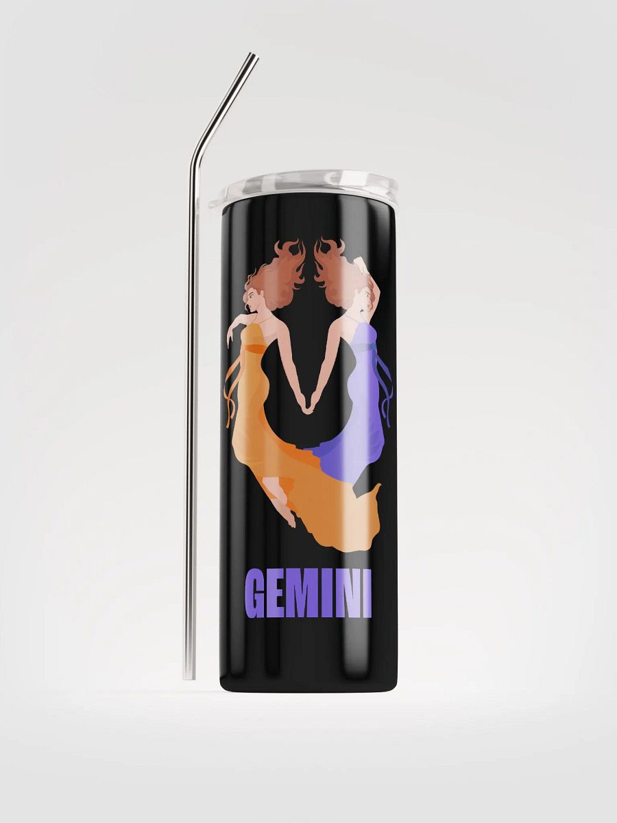 Black Gemini Zodiac Stainless Steel Tumbler - Vibrant Gemini Girls Illustration product image (1)
