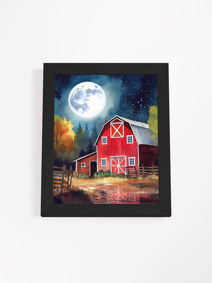 Old Red Barn under Full Moon Studio Framed Print product image (8)