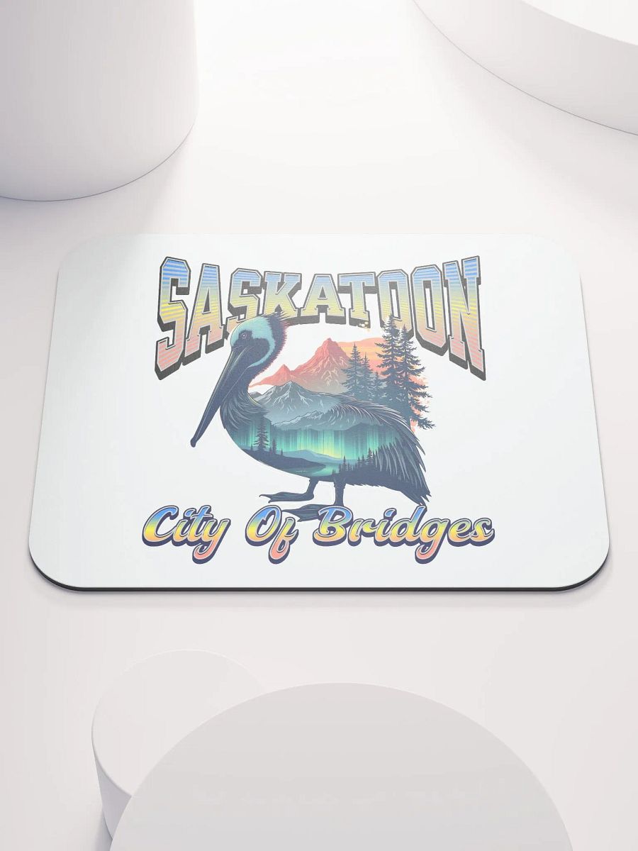 Saskatoon City Of Bridges Pelican Aurora Borealis Mouse Pad product image (2)
