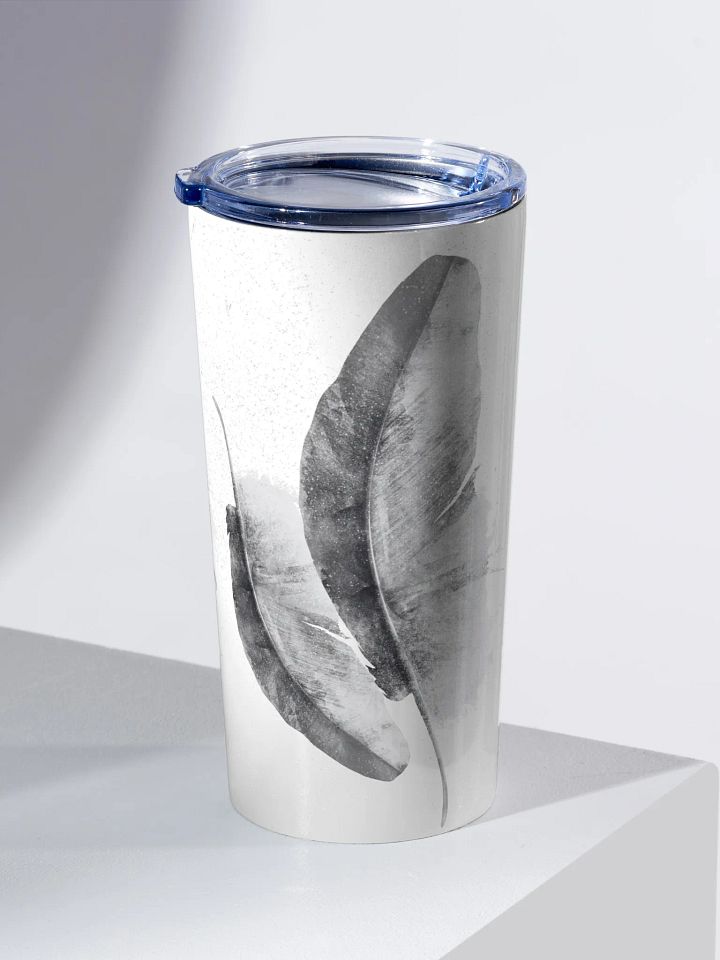 Feather black and white Whispers 20oz Stainless Steel Tumbler gift for minimalists entertainers friend colleagues product image (2)
