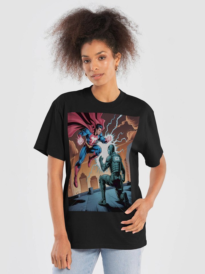 Shadowed Sentinel vs. Frostbound ICE Enforcer: Urban Eclipse Clash Oversized Faded T-Shirt product image (1)