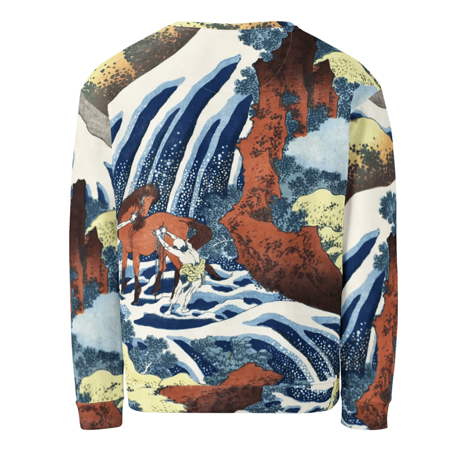 Yoshitsune Horse-Washing Falls All-Over Print Recycled Unisex Sweatshirt product image (4)