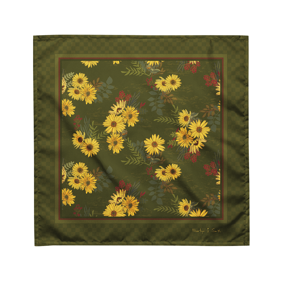 “Helianthus Sunflower Amongst the Greens” Bandana in Green product image (1)
