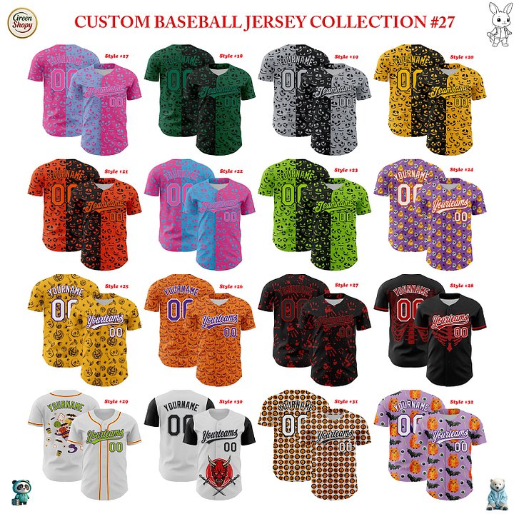 Authentic Baseball Jersey, Custom Baseball Jersey, Personalized Sport Jersey, Colorful, Flowers, Number, Logo, Halloween Gift product image (2)