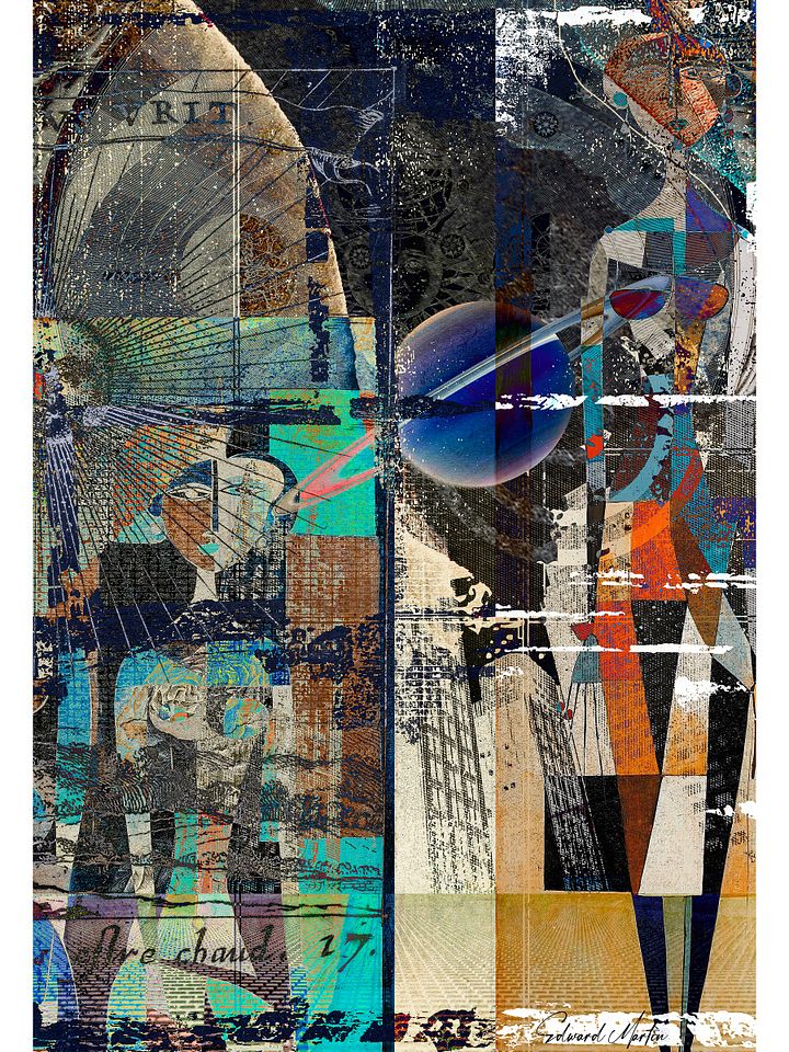 'Study in Motion' by Edward Martin: Mixed Media Collage Print product image (1)