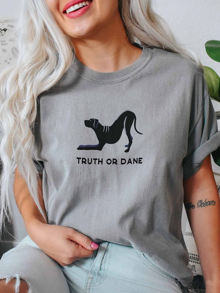 Truth or Dane T-Shirt(Embroidered) of a Great Dane(Black) product image (2)