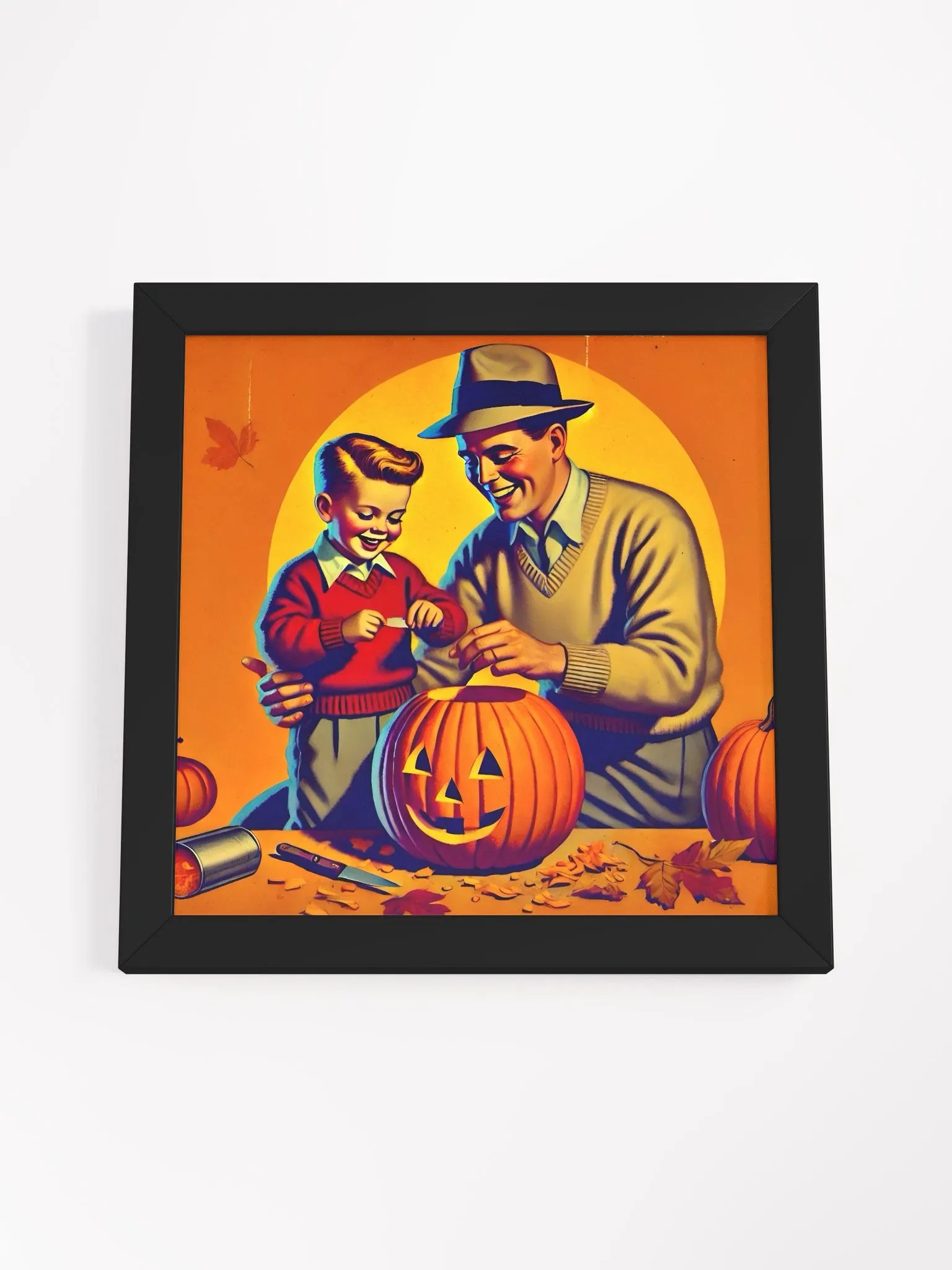 Vintage Halloween Pumpkin Carving: Framed Artwork product image (10)