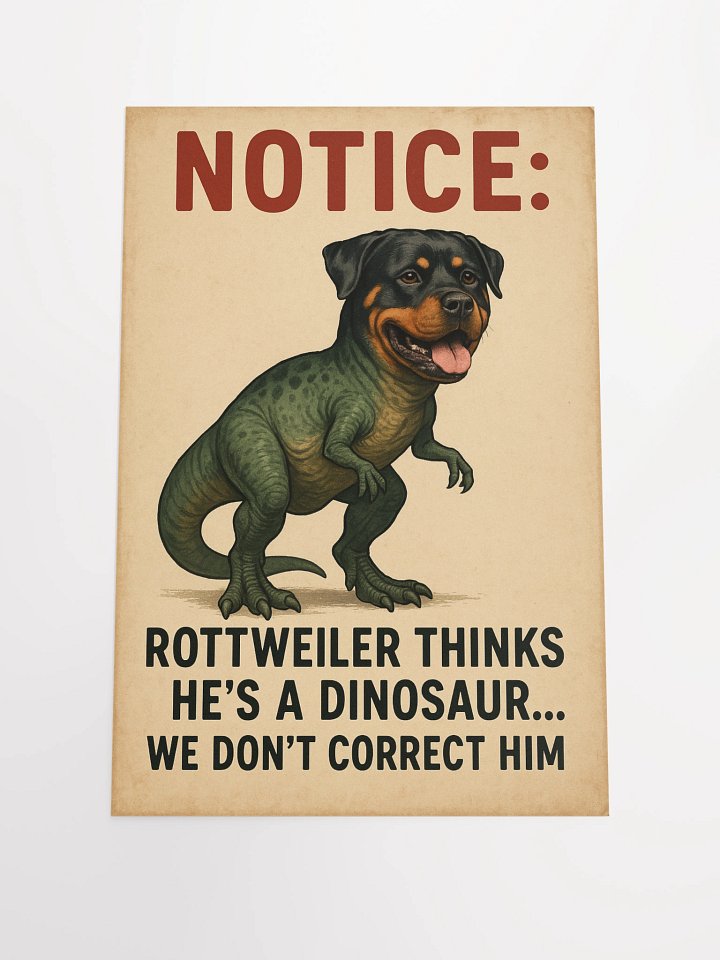Rottweiler Thinks He's a Dinosaur Poster product image (3)