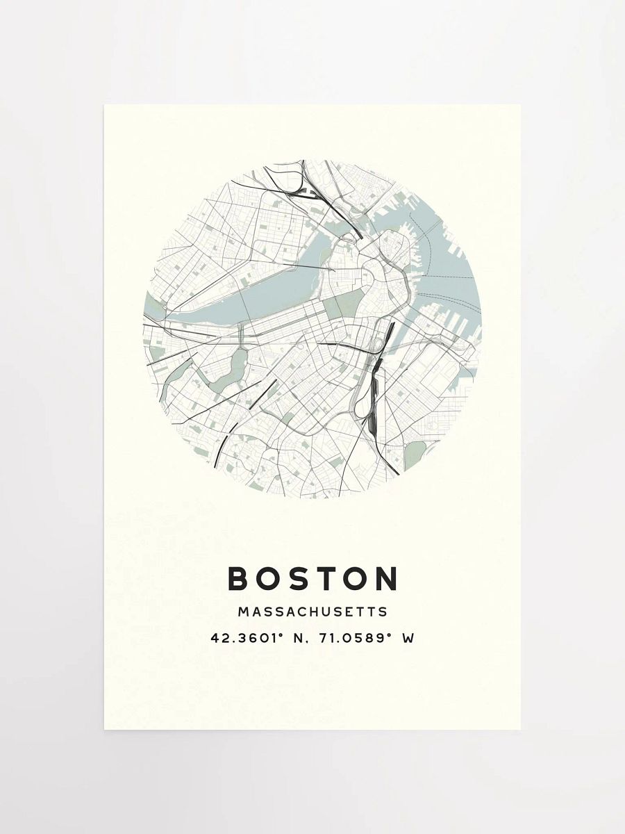 Boston Street Map Poster – Beige Minimalist Circular City Art product image (4)