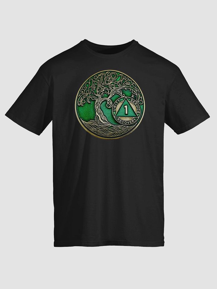 Twisted Tree of Life 1st Year Sobriety Green Medallion T-Shirt product image (1)