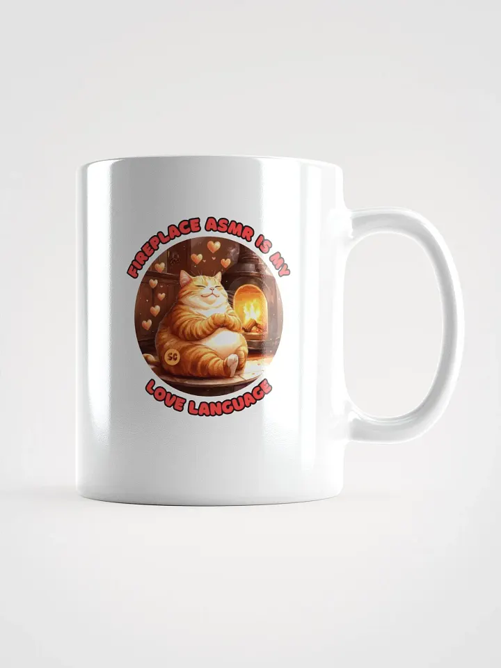 Cozy Cat - Fireplace ASMR is my Love Language | White Glossy Mug product image (3)