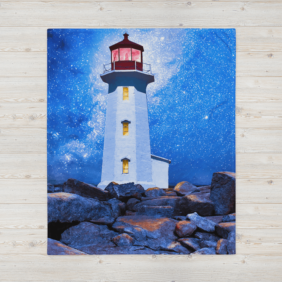 Peggy's Cove Lighthouse By Night Throw Blanket product image (4)