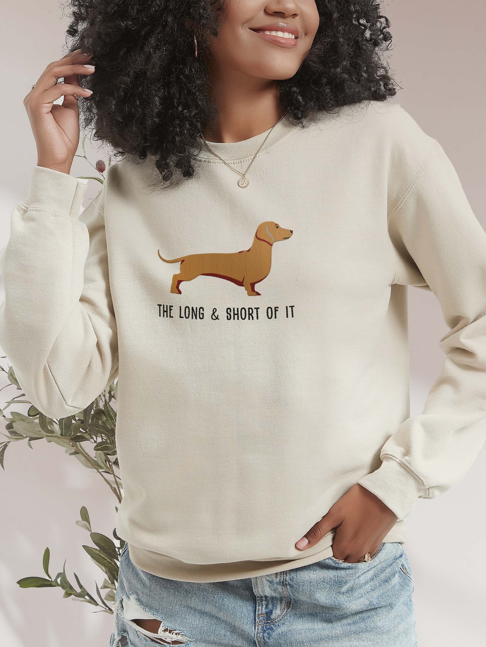 The Long and Short of It Sweatshirt (Embroidered) of a Dachshund(Tan) product image (2)