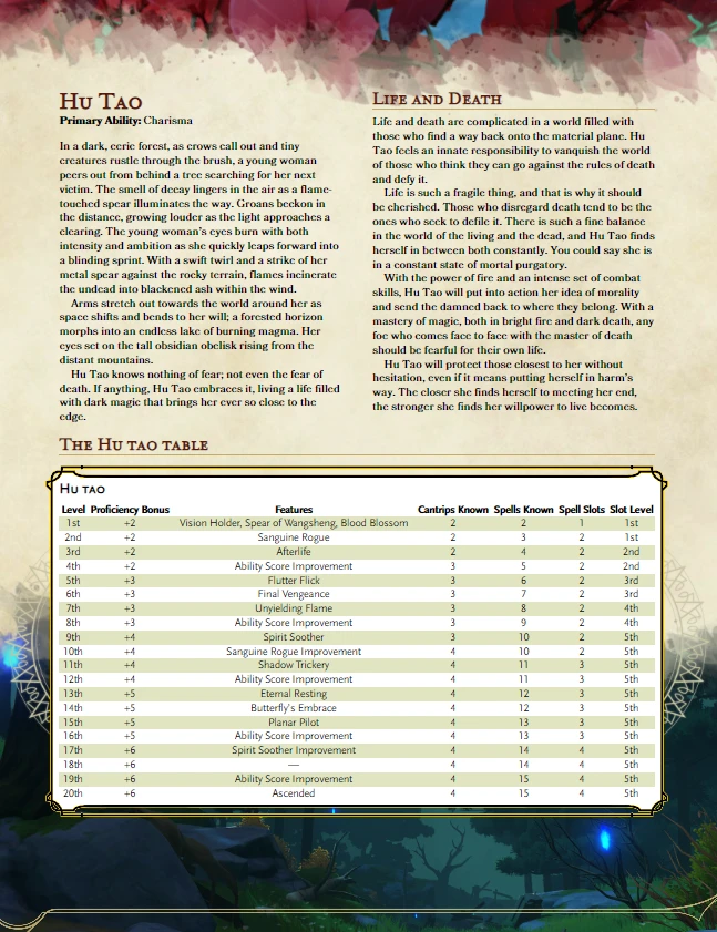 Hu Tao - Dungeons and Dragons - 5th Edition Class [2023 Version] product image (2)