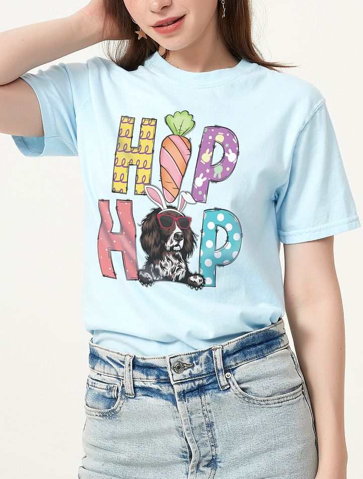 Hip Hop Easter Munsterlander T-Shirt | Cute Easter Day Munsterlander Wearing Bunny Ears and Sunglasses product image (6)