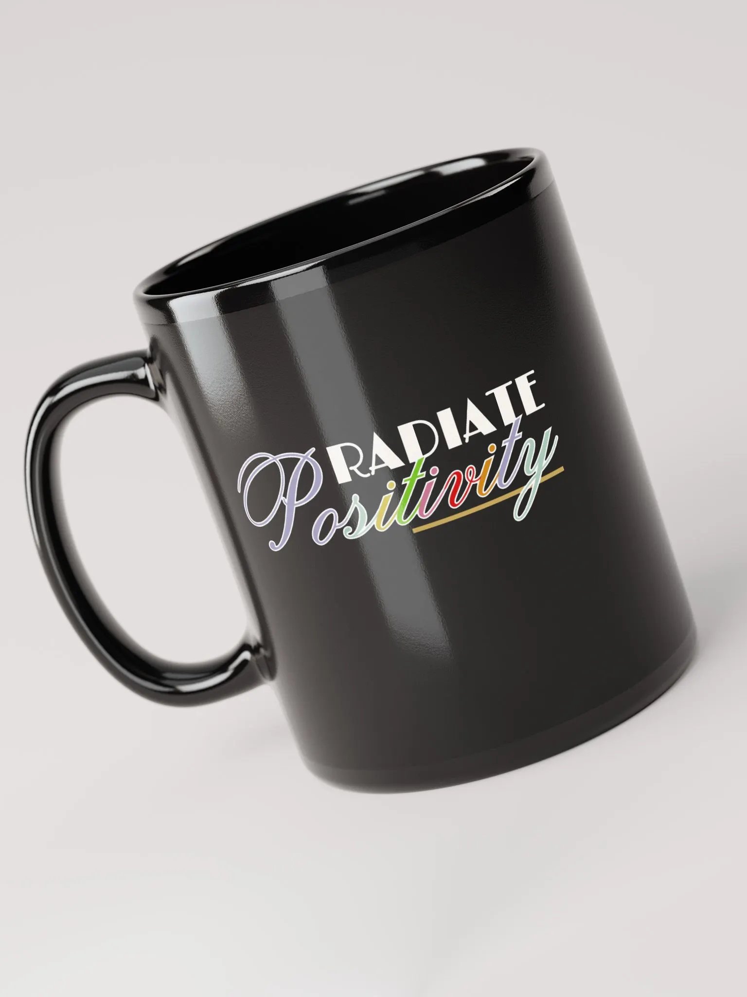 Radiate Positivity Black Glossy Ceramic Mug product image (2)