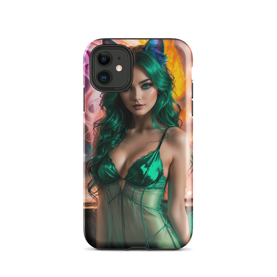 Fantasy Fox Girl - Emerald Flame iPhone Case product image (24)