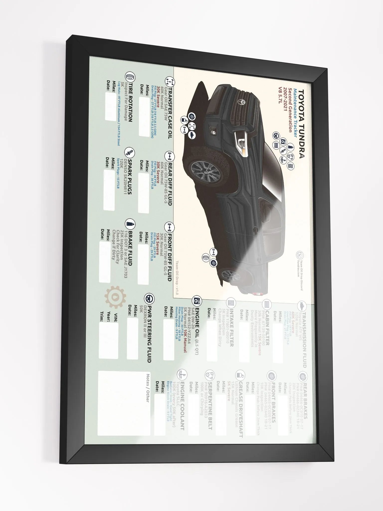 2ND GEN TUNDRA MAINTENANCE TRACKER - Black (Framed) product image (4)
