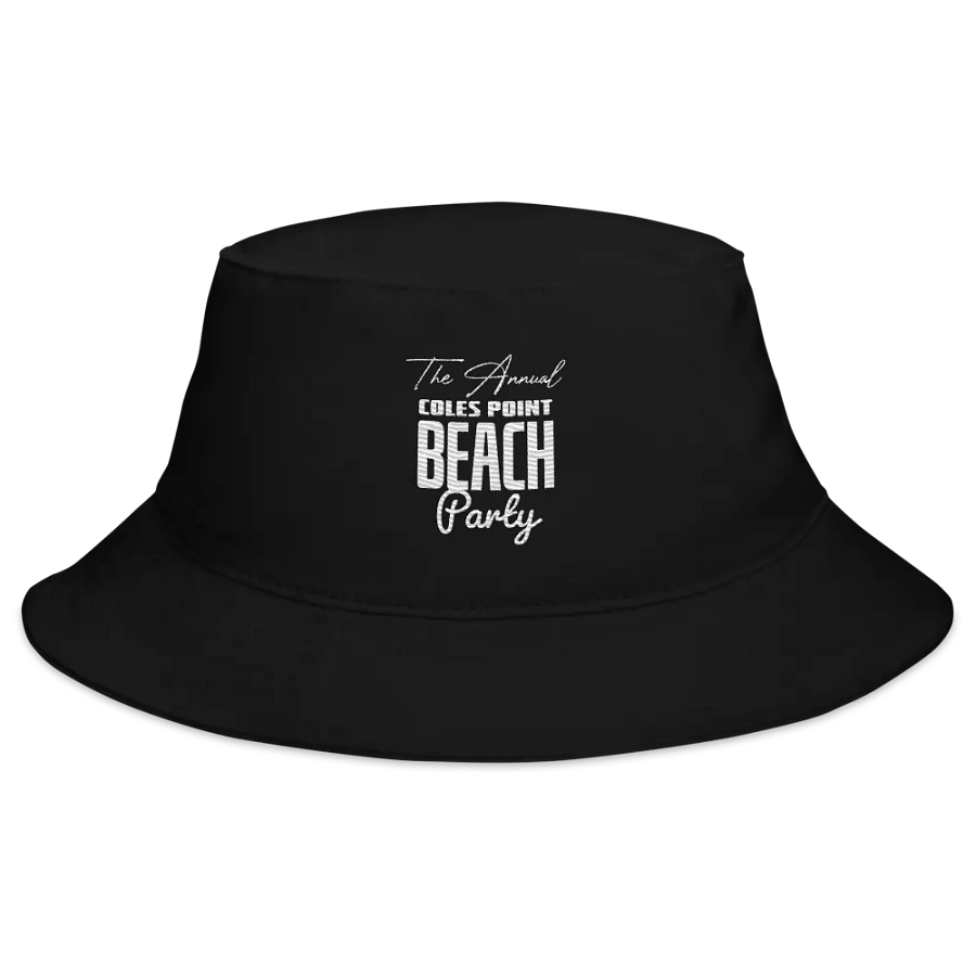 Coles Point Beach Party Embroidered Bucket Hat - White Text product image (3)