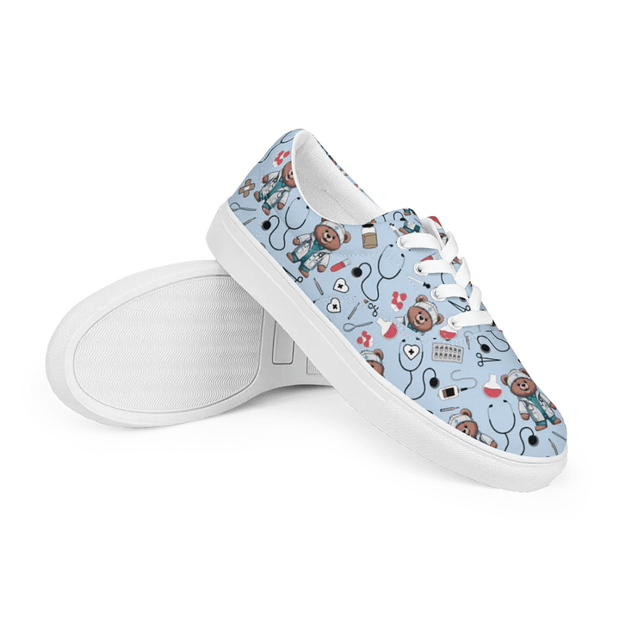 Cute Medical Bears Lace-up Canvas Shoes (Blue) product image (7)