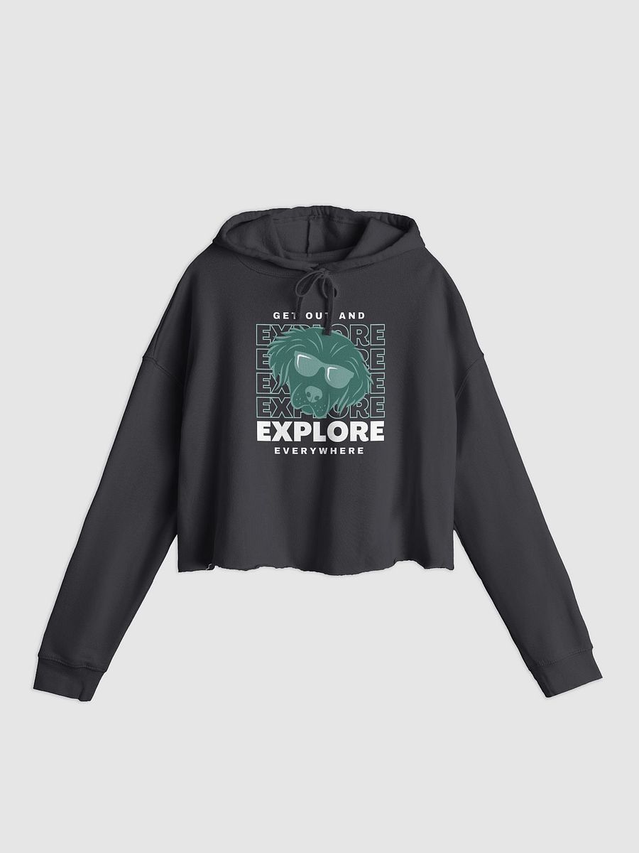 Seconds to Go Exploration Crop Hoodie White and Green Graphic product image (1)