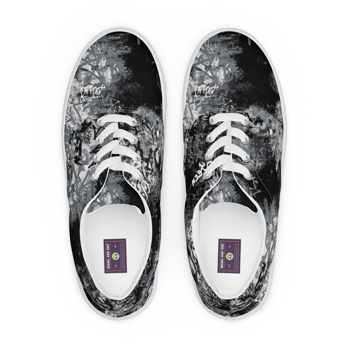 Black and White Graffiti | Women's Lace-Up Canvas Shoes product image (1)