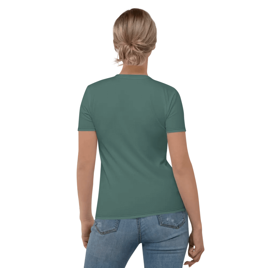 Plain Medium Dark Green Soft Summer Women's Crewneck Polyester Heavyweight Premium T-Shirt by Treasure Pie product image (5)