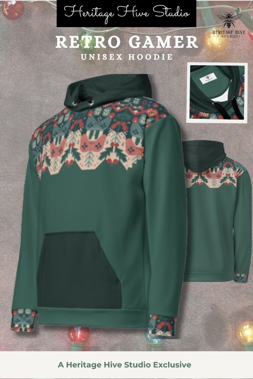 Retro Console Gamer Hoodie – Christmas Folkart Edition product image (1)