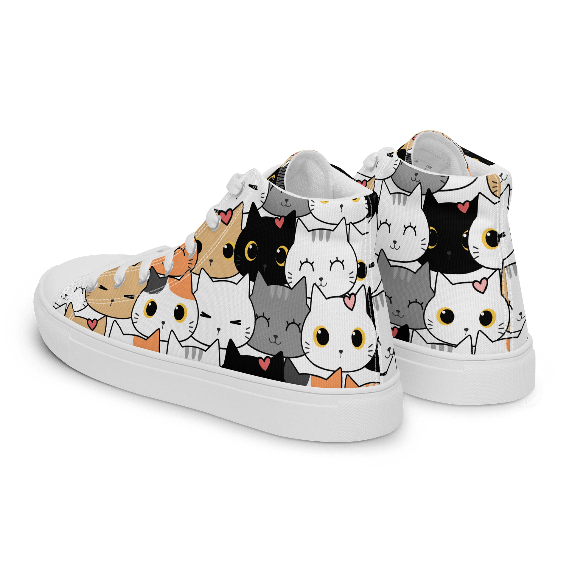 Whimsical Cat Faces High Top Canvas Shoes product image (5)