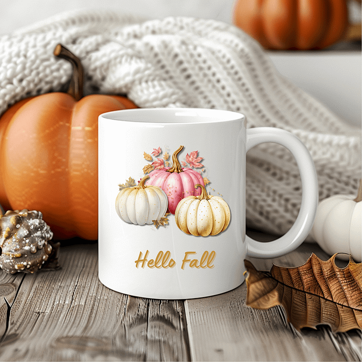 Hello Fall Mug - Glam Pastel Pumpkins product image (2)