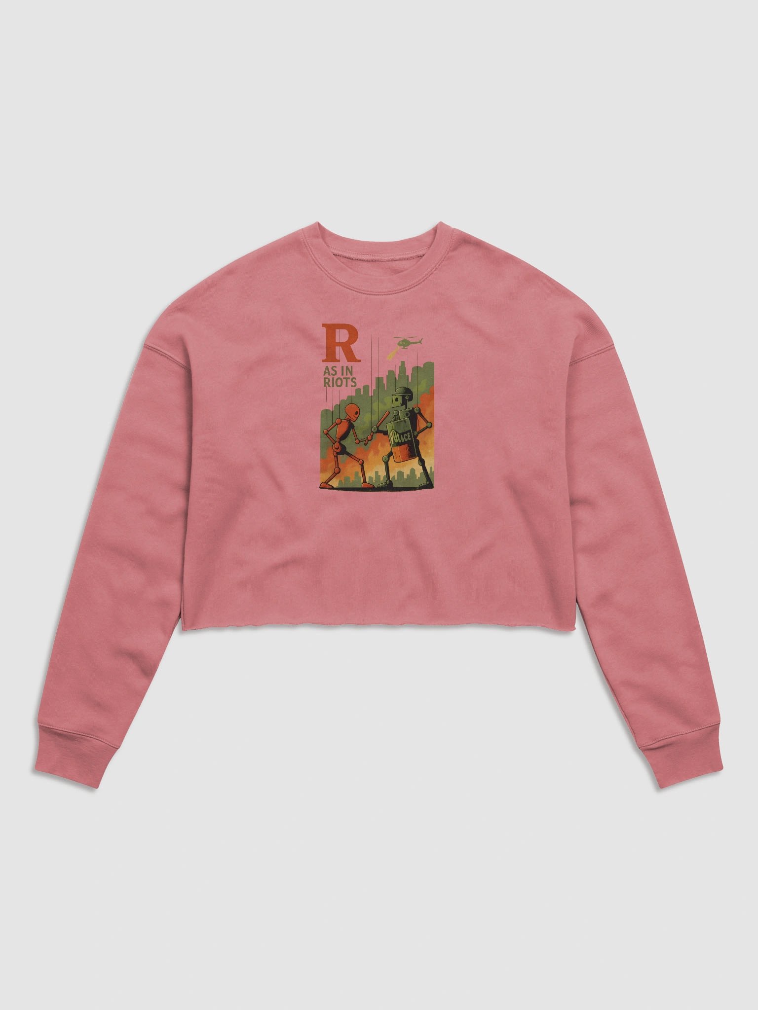 R as in riots women`s fleece crop sweatshirt by dark alphabet product image (25)