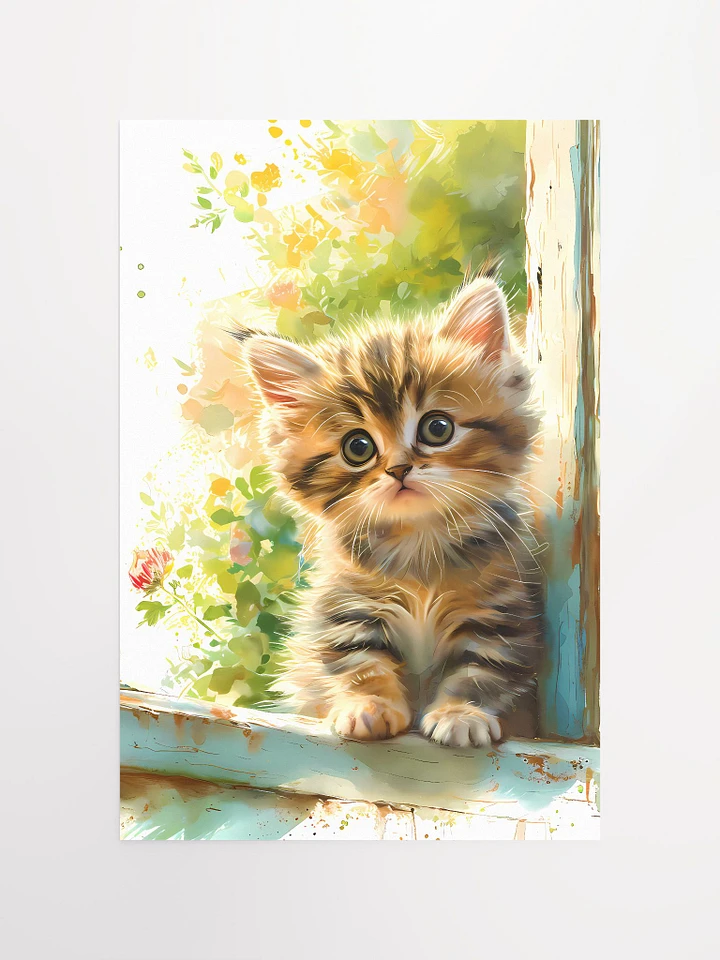 Tabby Kitten by the Window at Sunrise Matte Poster product image (2)