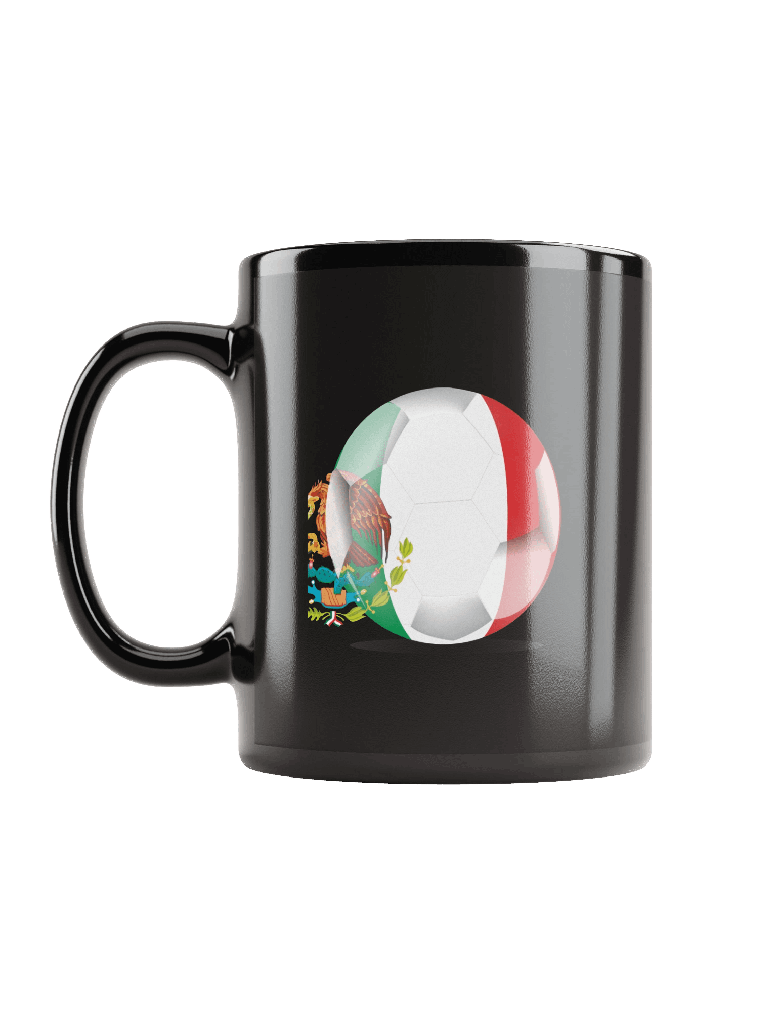 Mexico Flag Soccer Ball Black Coffee Mug (Double Sided Print) product image (11)