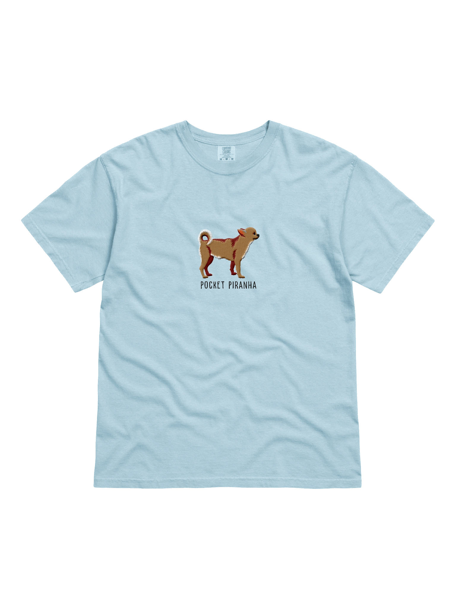 Pocket Piranha T-Shirt(Embroidered) of a Chihuahua(Tan) product image (51)