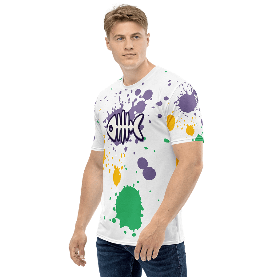 Bold Fishbone Graphic on Paint-Splash Streetwear Tee product image (3)