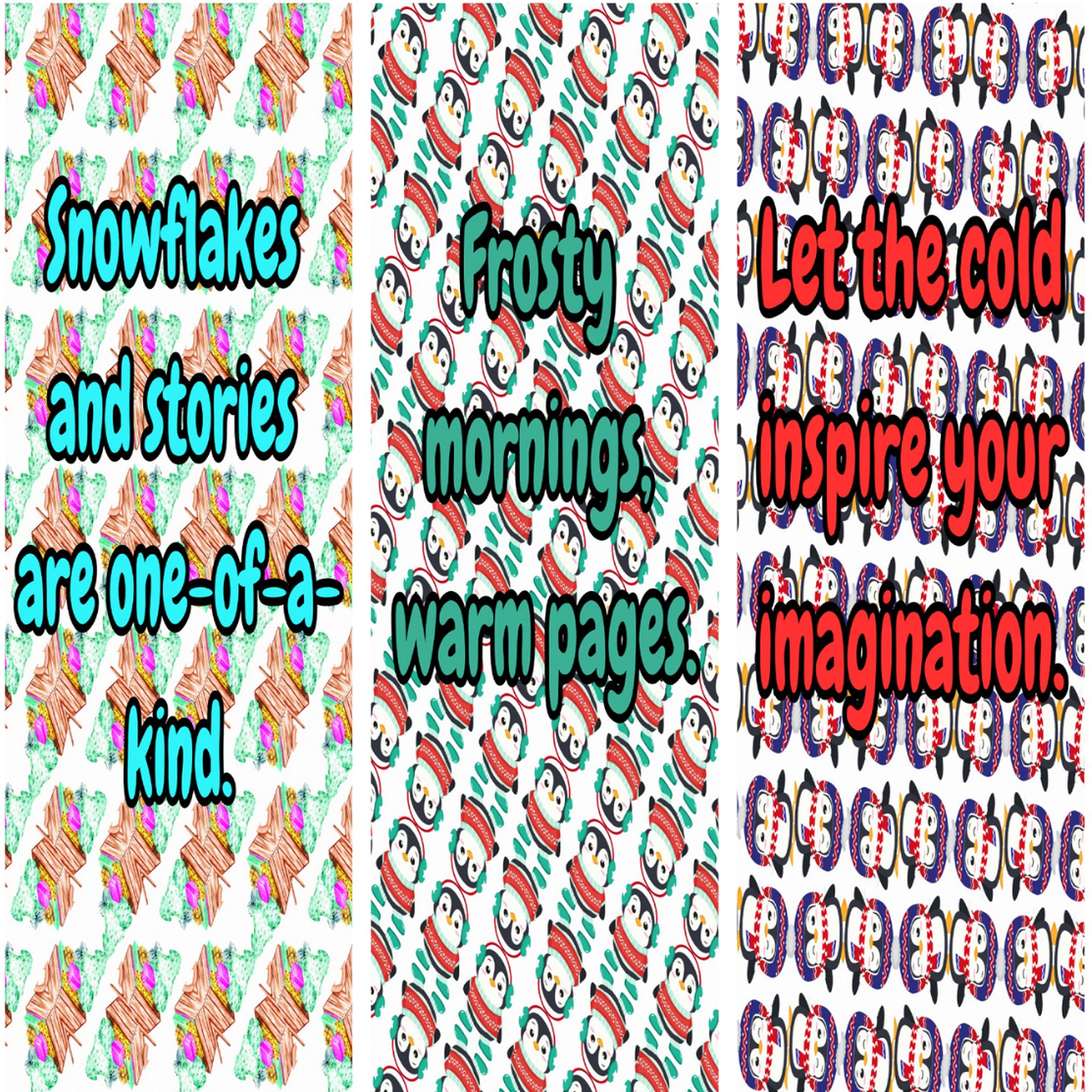 Colored Winter Themed Bookmarks with Patterns and Quotes product image (5)