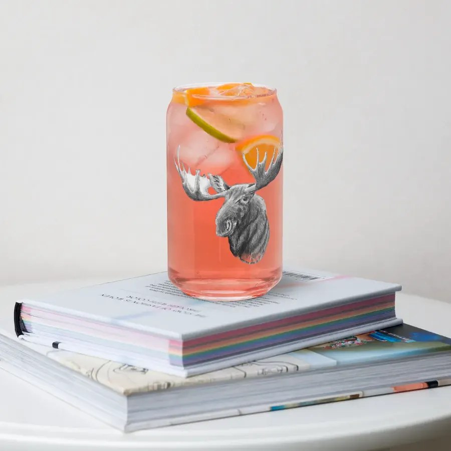 Moose Drawing Glass Can Cup product image (34)
