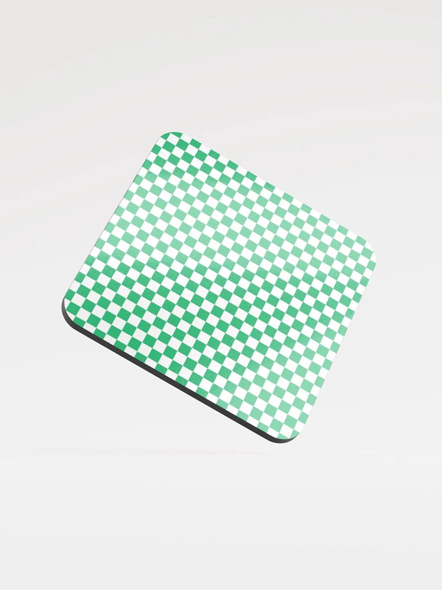 Checkers! Green and White Checkered Cork Coaster product image (1)