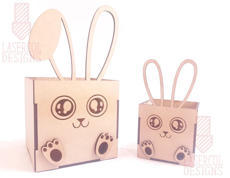 Easter Bunny Basket (Two Sizes, Two ear Styles) - Laser Cut Files product image (2)
