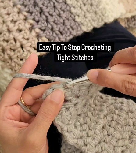 Crocheting stitches that are too tight?⬇️

Pulling up on your loops when you yarn over loosens the loops, thus loosening your...