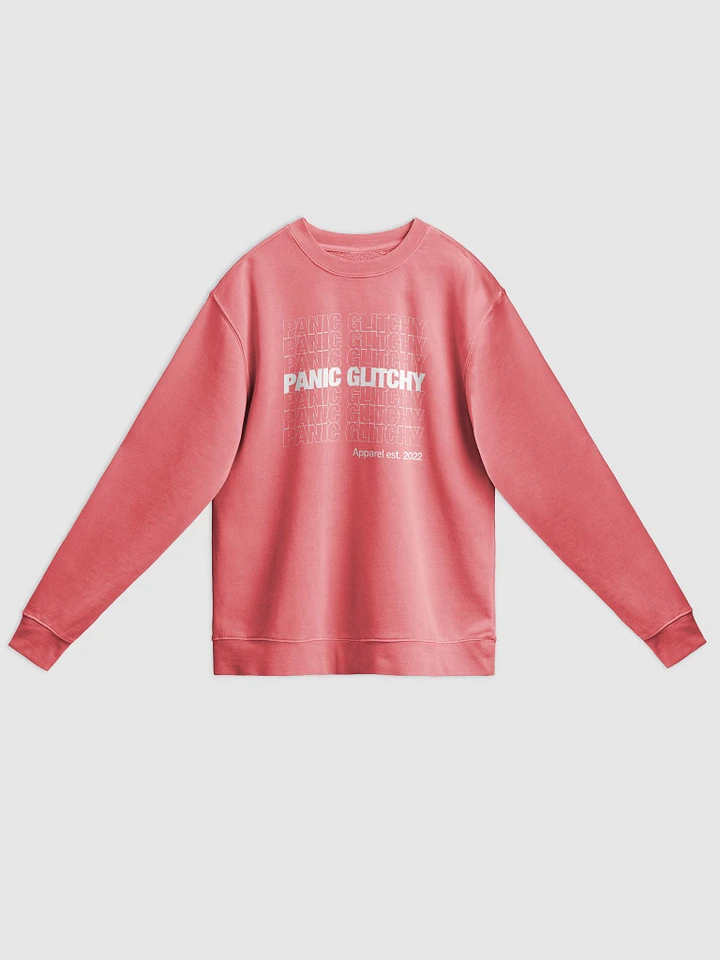 Panic Glitchy Grocery (white edition) Pigment Dyed Sweatshirt product image (1)